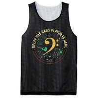 Relax The Bass Player Is Here Bassist Gifts Music Guitar Mesh Reversible Basketball Jersey Tank