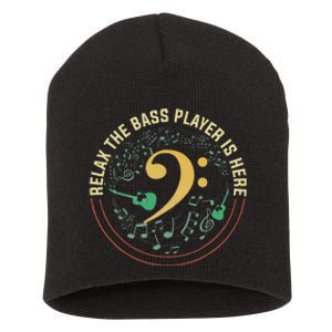 Relax The Bass Player Is Here Bassist Gifts Music Guitar Short Acrylic Beanie