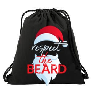 Respect The Beard Funny Santa Claus Christmas Drawstring Bag