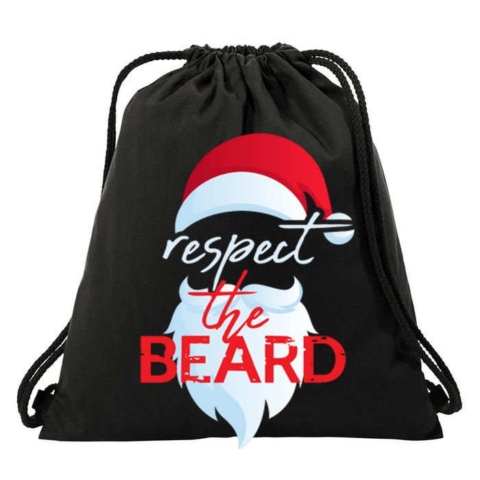 Respect The Beard Funny Santa Claus Christmas Drawstring Bag