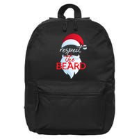 Respect The Beard Funny Santa Claus Christmas 16 in Basic Backpack