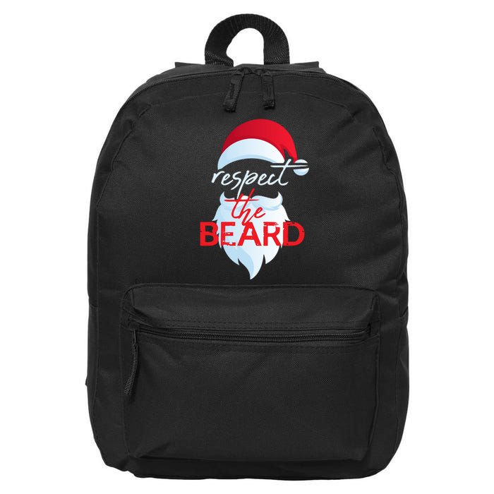 Respect The Beard Funny Santa Claus Christmas 16 in Basic Backpack