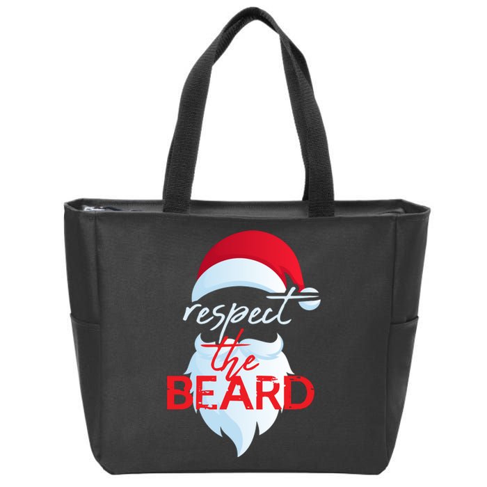 Respect The Beard Funny Santa Claus Christmas Zip Tote Bag