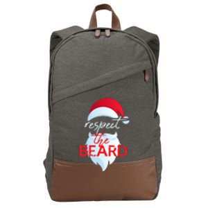 Respect The Beard Funny Santa Claus Christmas Cotton Canvas Backpack