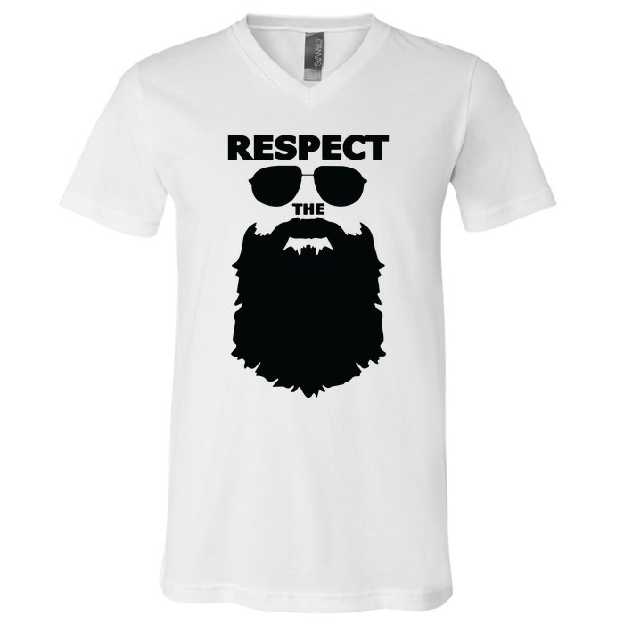 Respect The Beard Novelty Graphic Great Gift V-Neck T-Shirt