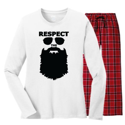 Respect The Beard Novelty Graphic Great Gift Women's Long Sleeve Flannel Pajama Set 