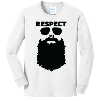 Respect The Beard Novelty Graphic Great Gift Kids Long Sleeve Shirt