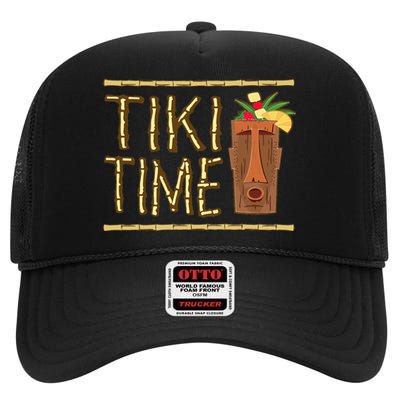 Retro Tiki Bar Design High Crown Mesh Back Trucker Hat