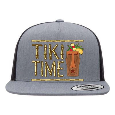 Retro Tiki Bar Design Flat Bill Trucker Hat