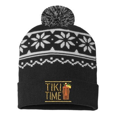 Retro Tiki Bar Design USA-Made Snowflake Beanie