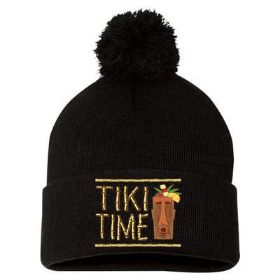 Retro Tiki Bar Design Pom Pom 12in Knit Beanie