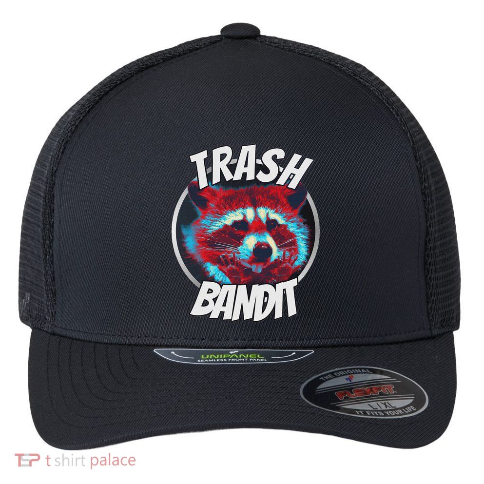Raccoon Trash Bandit Funny Raccoon Trash Panda Flexfit Unipanel Trucker Cap