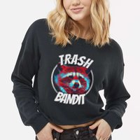 Raccoon Trash Bandit Funny Raccoon Trash Panda Cropped Pullover Crew