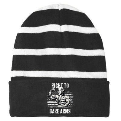 Right To Bare Arms 4th Of July Gym Workout Striped Beanie with Solid Band