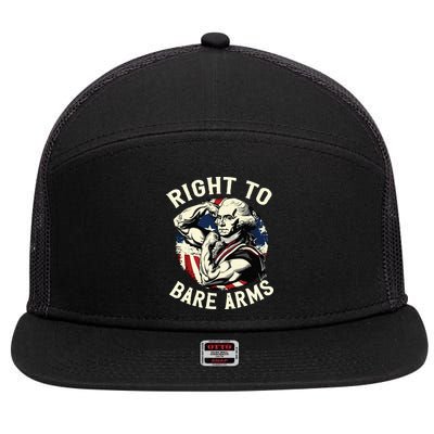 Right To Bare Arms 4th Of July Funny Gym George Washington 7 Panel Mesh Trucker Snapback Hat