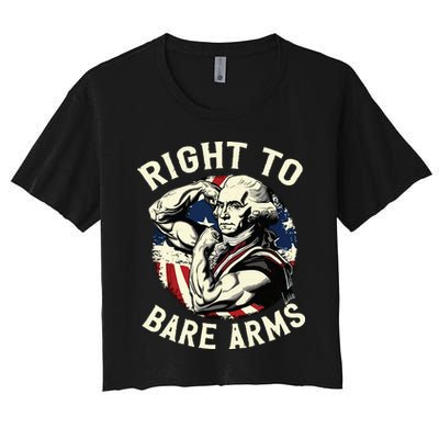 Right To Bare Arms 4th Of July Funny Gym George Washington Crop Top