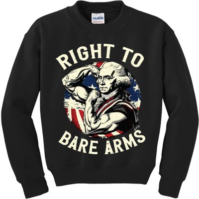 Right To Bare Arms 4th Of July Funny Gym George Washington Kids Sweatshirt