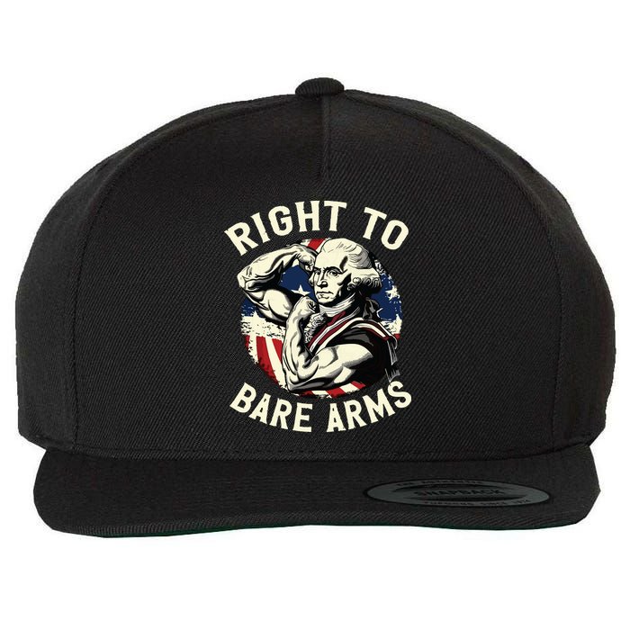 Right To Bare Arms 4th Of July Funny Gym George Washington Wool Snapback Cap