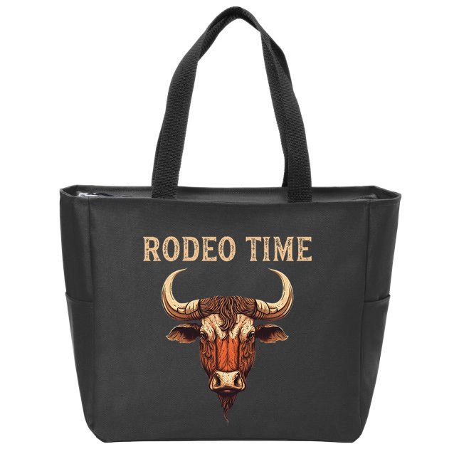 Rodeo Time Bull Riding Cowboy Bull Rider Zip Tote Bag