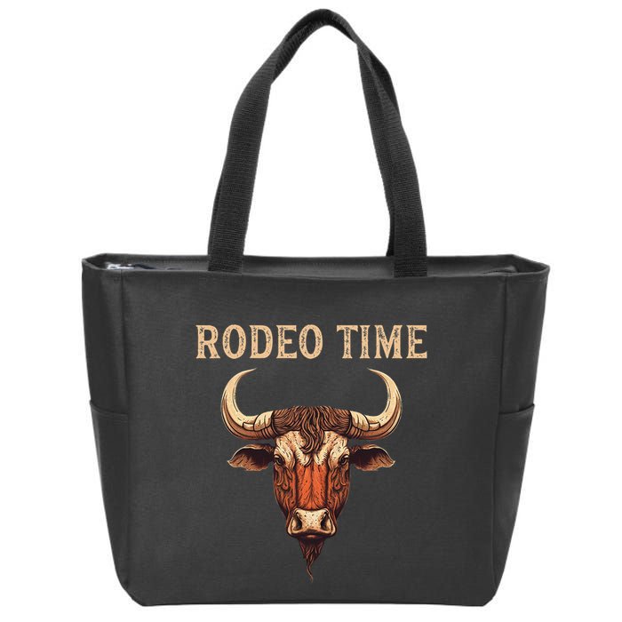 Rodeo Time Bull Riding Cowboy Bull Rider Zip Tote Bag