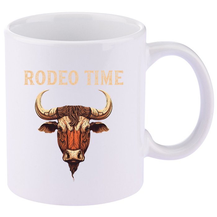 Rodeo Time Bull Riding Cowboy Bull Rider 11oz C Handle Ceramic Mug