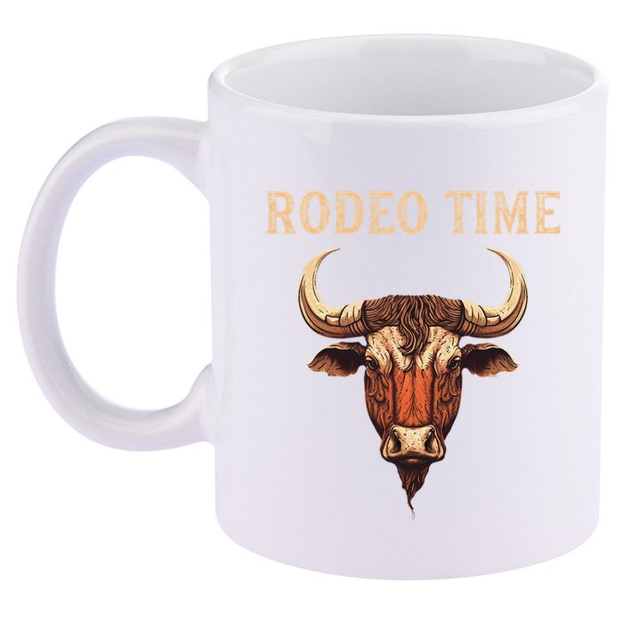 Rodeo Time Bull Riding Cowboy Bull Rider 11oz C Handle Ceramic Mug