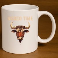 Rodeo Time Bull Riding Cowboy Bull Rider 11oz C Handle Ceramic Mug