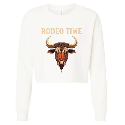 Rodeo Time Bull Riding Cowboy Bull Rider Cropped Pullover Crew
