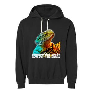 Respect The Beard Funny Bearded Dragon Garment-Dyed Fleece Hoodie