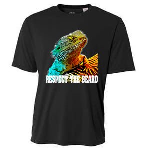 Respect The Beard Funny Bearded Dragon Cooling Performance Crew T-Shirt