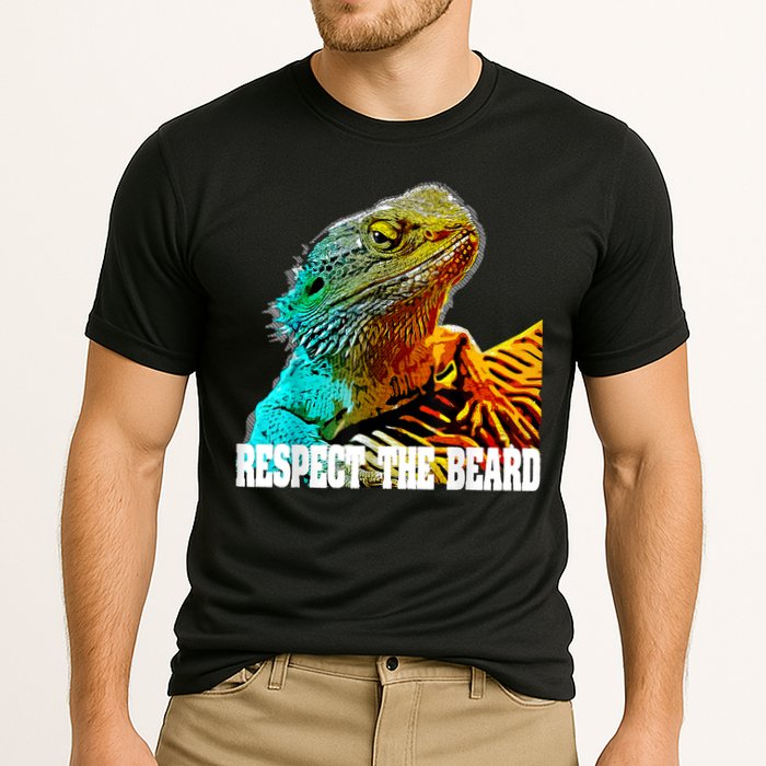 Respect The Beard Funny Bearded Dragon Cooling Performance Crew T-Shirt