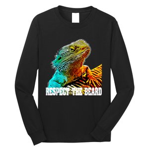 Respect The Beard Funny Bearded Dragon Long Sleeve Shirt