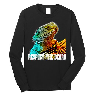 Respect The Beard Funny Bearded Dragon Long Sleeve Shirt
