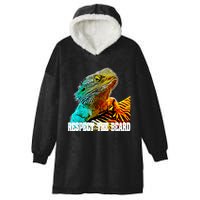 Respect The Beard Funny Bearded Dragon Hooded Wearable Blanket