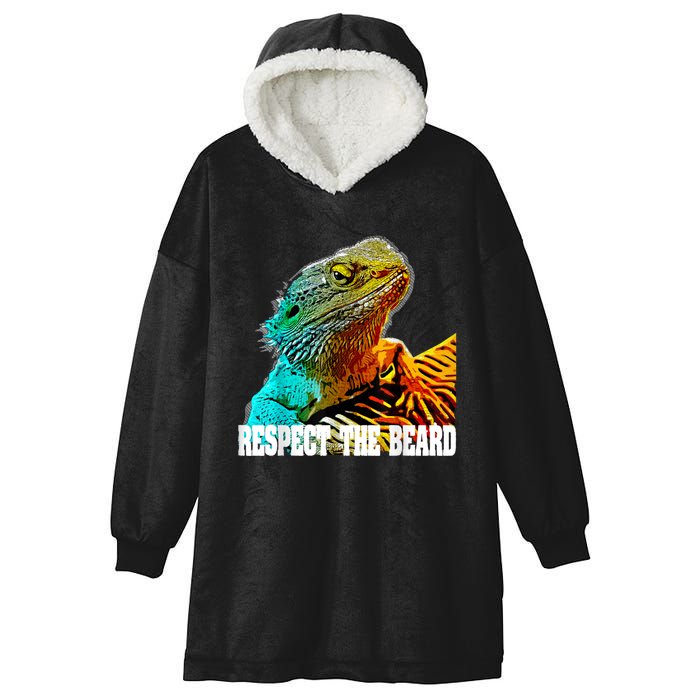 Respect The Beard Funny Bearded Dragon Hooded Wearable Blanket