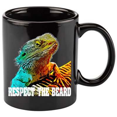 Respect The Beard Funny Bearded Dragon 11oz C Handle Ceramic Mug