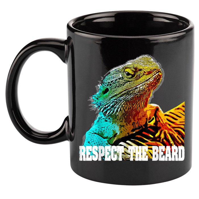 Respect The Beard Funny Bearded Dragon 11oz C Handle Ceramic Mug