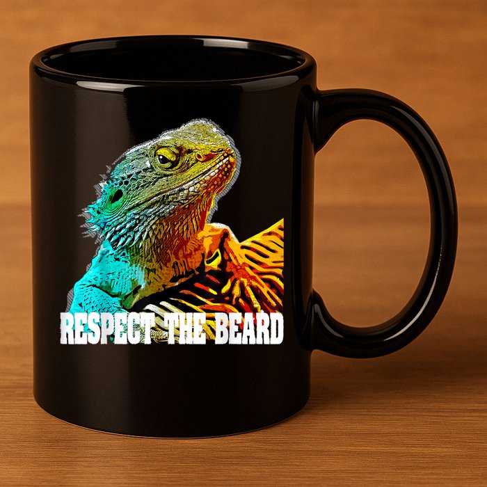 Respect The Beard Funny Bearded Dragon 11oz C Handle Ceramic Mug