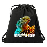 Respect The Beard Funny Bearded Dragon Drawstring Bag