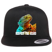 Respect The Beard Funny Bearded Dragon Flat Bill Trucker Hat