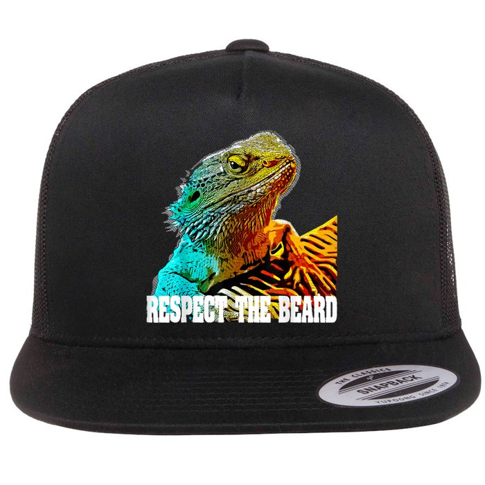 Respect The Beard Funny Bearded Dragon Flat Bill Trucker Hat