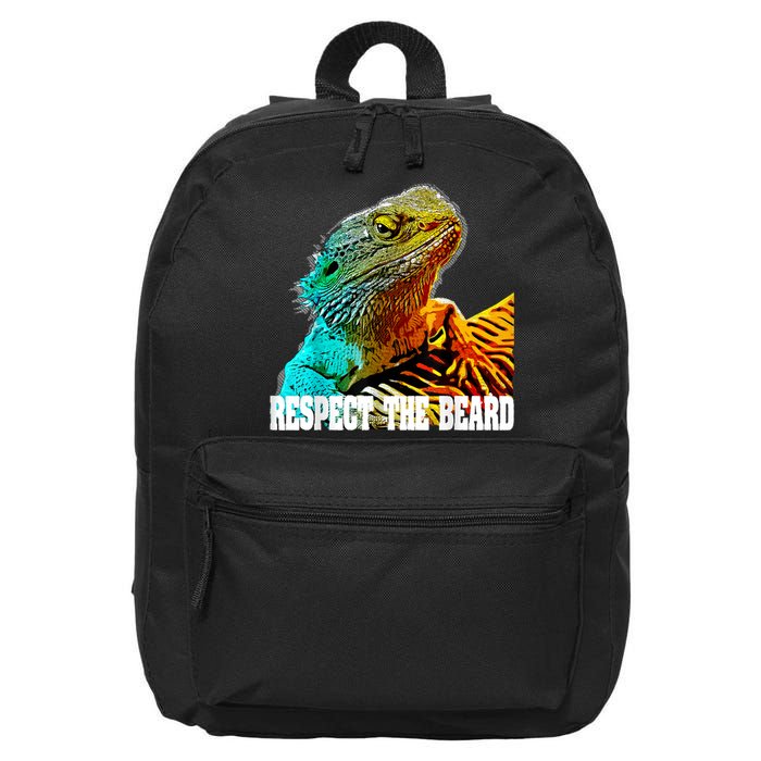 Respect The Beard Funny Bearded Dragon 16 in Basic Backpack
