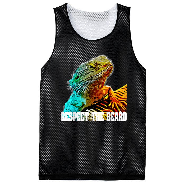 Respect The Beard Funny Bearded Dragon Mesh Reversible Basketball Jersey Tank