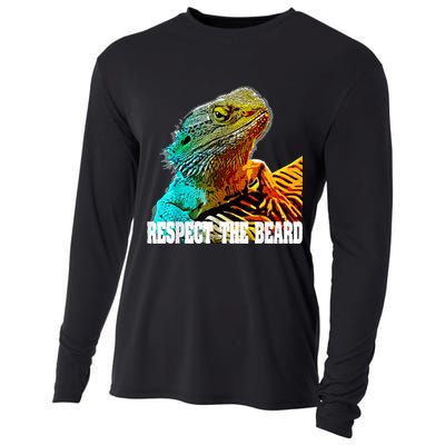 Respect The Beard Funny Bearded Dragon Cooling Performance Long Sleeve Crew