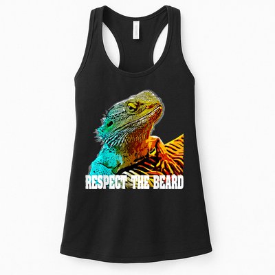 Respect The Beard Funny Bearded Dragon Womens Tank Top