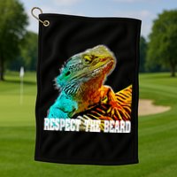 Respect The Beard Funny Bearded Dragon Golf Towel