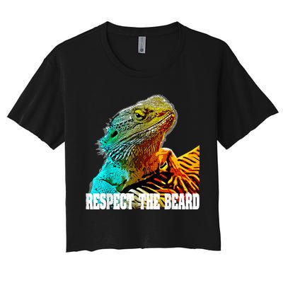 Respect The Beard Funny Bearded Dragon Crop Top