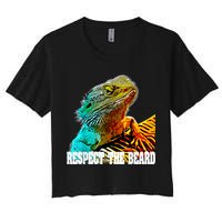 Respect The Beard Funny Bearded Dragon Women's Crop Top Tee