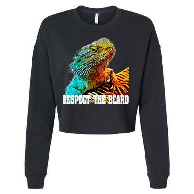 Respect The Beard Funny Bearded Dragon Cropped Pullover Crew