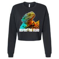 Respect The Beard Funny Bearded Dragon Cropped Pullover Crew